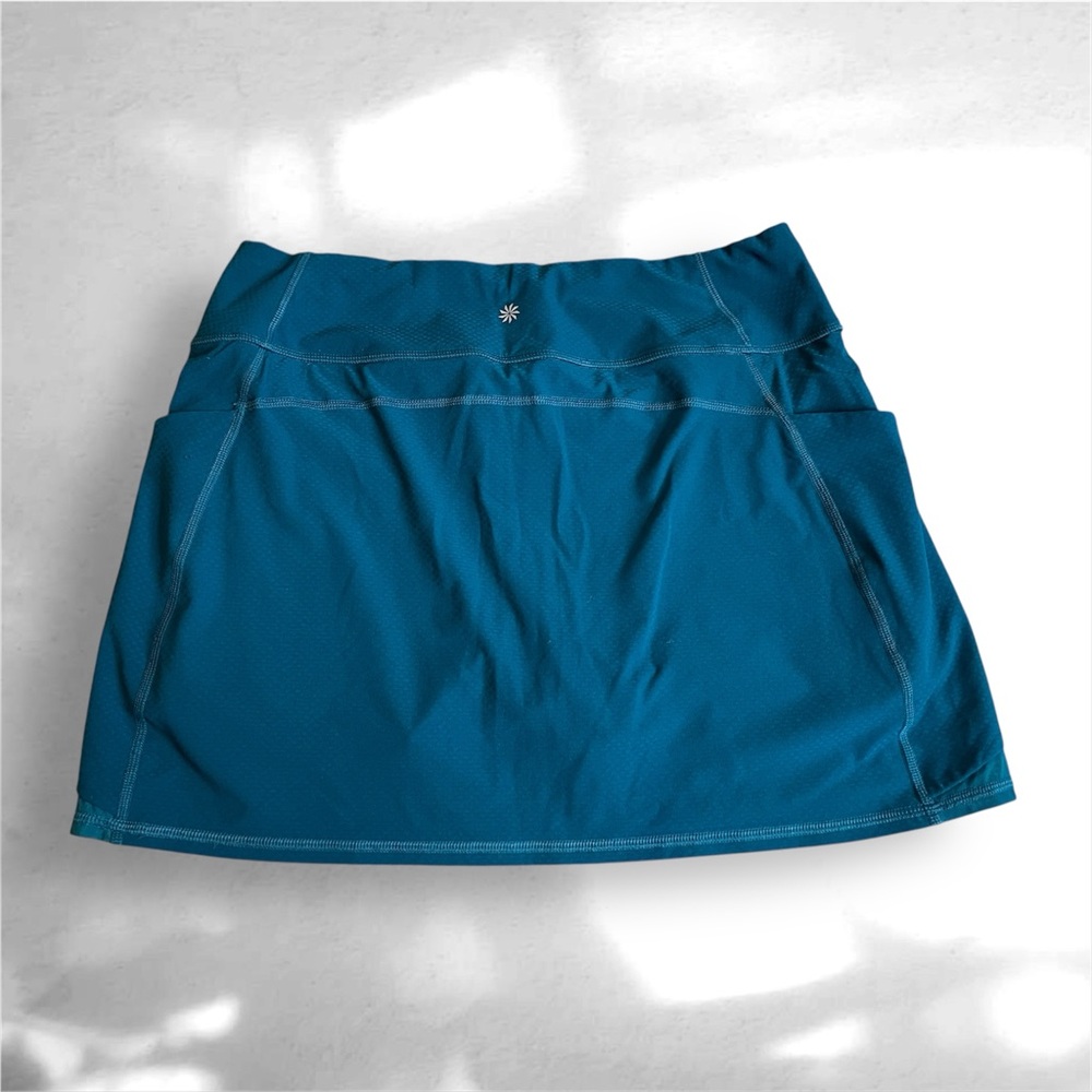 Athleta Teal Athletic Skort Built-In Shorts Zip Pocket Size M - Picture 3 of 6